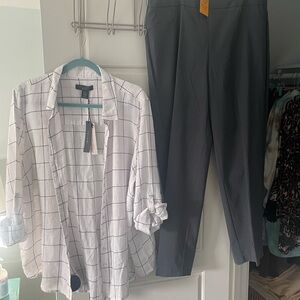 Gray Women's Pants 22w nwt ruby rd gray with big linen 2x nwt top tahari